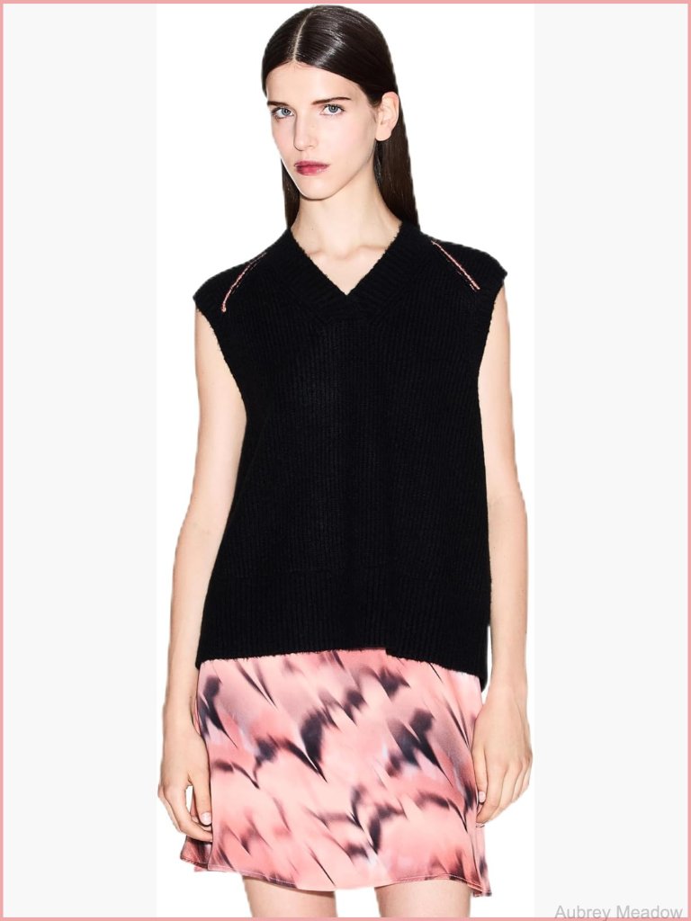 Wool Blend V-Neck Button Vest Sleeveless Knit Top Layering Piece